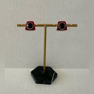 Chico's Red and Black Silver Stud Earrings